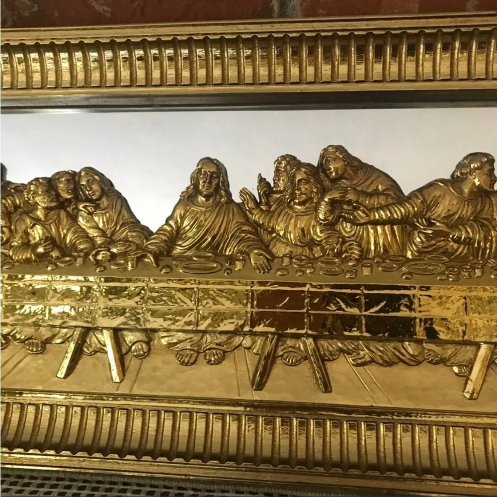 Vintage Last Supper Gold 3D Mirror